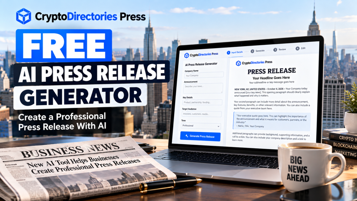 CryptoDirectories Press Launches Free AI Press Release Generator for Businesses and Crypto Projects